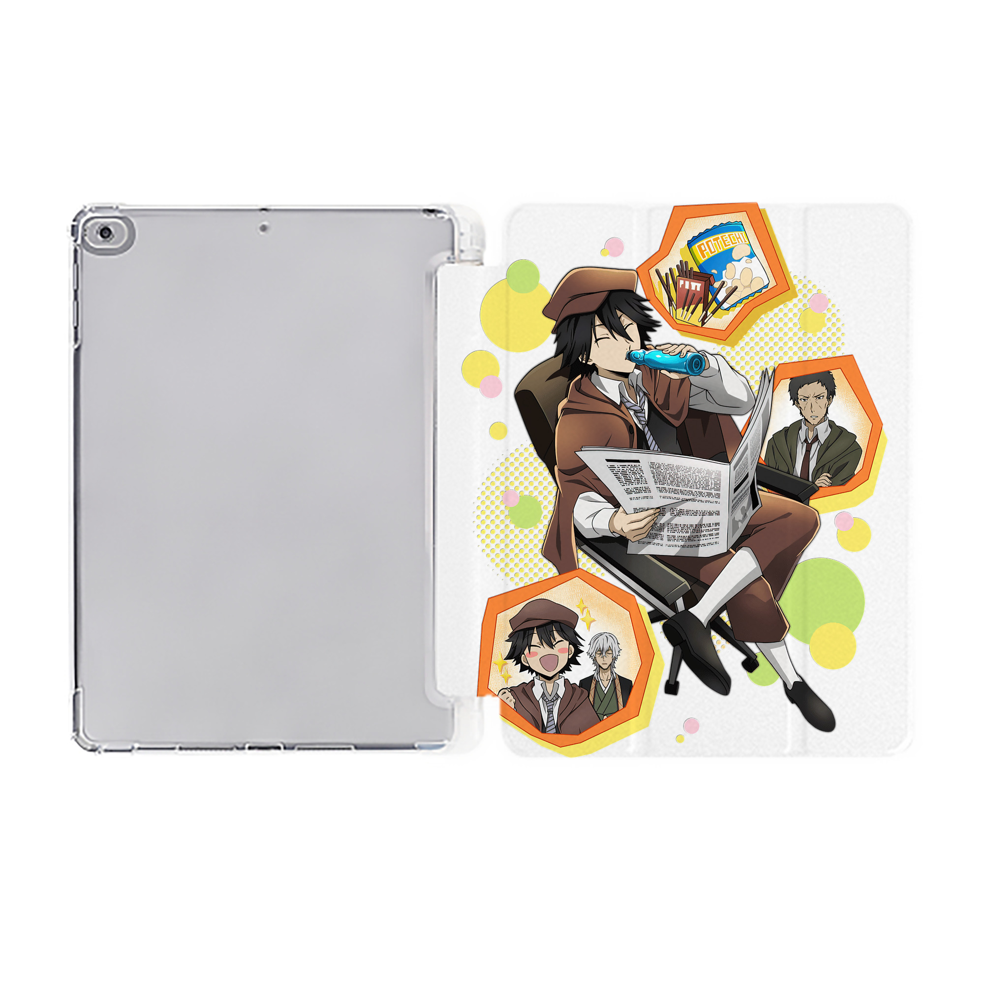 （画像用） 文豪ストレイドッグス Bungo Stray Dogs IPad ケース ペン収納付き 三つ折りスタンド PUレザー×シリコン 対応機種9.5/10.5/10.9インチ